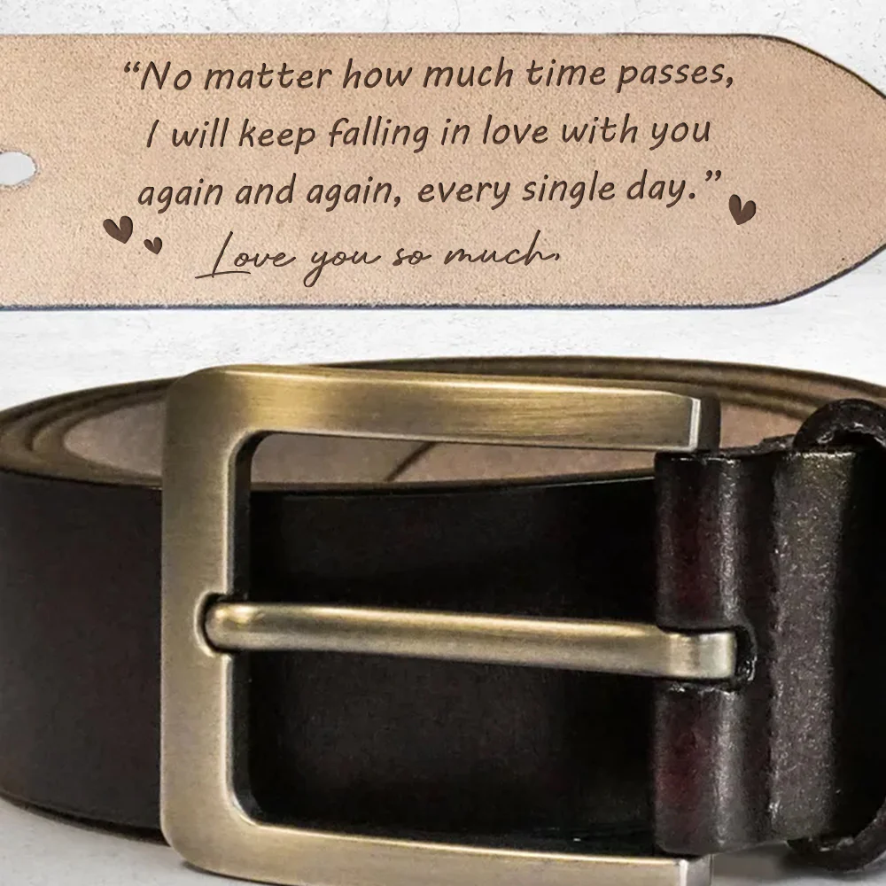 Loving You More Each Day - Personalized Engraved Leather Belt - Image 3