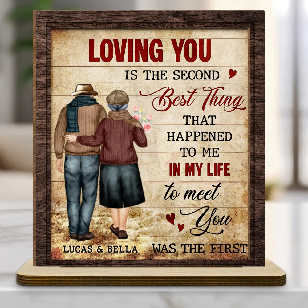 Loving You - Personalized Custom 2-Layer Wood Plaque With Flat Base - Image 7
