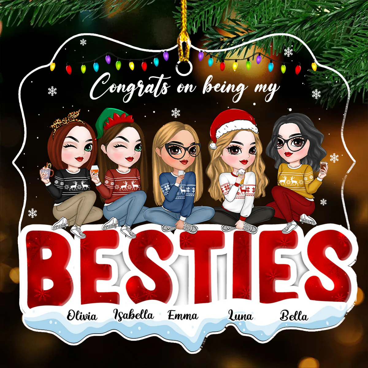 Lucky Bestie - Personalized Custom Acrylic Ornament - Image 4