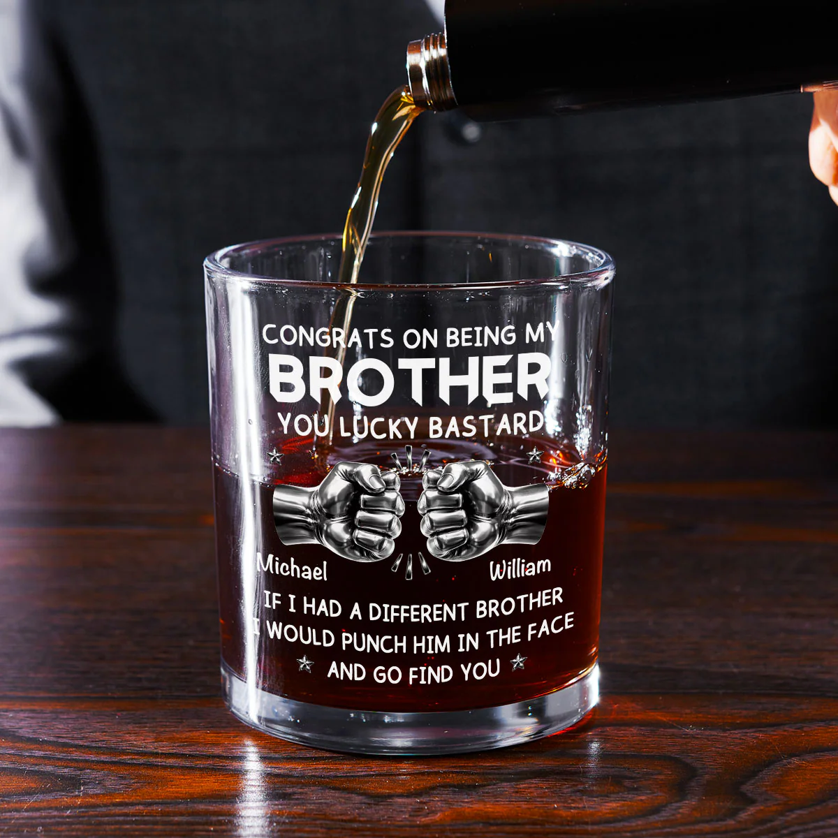 Lucky Brother - Personalized Custom Whiskey Glass - Image 2