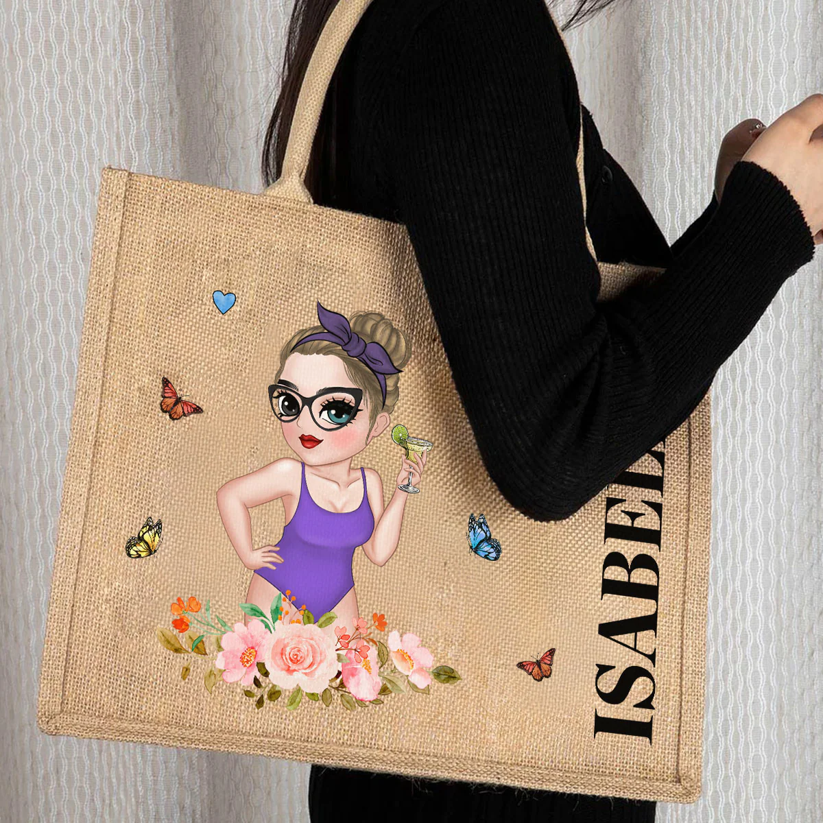 Lucky Girl - Personalized Custom Jute Tote Bag - Image 3