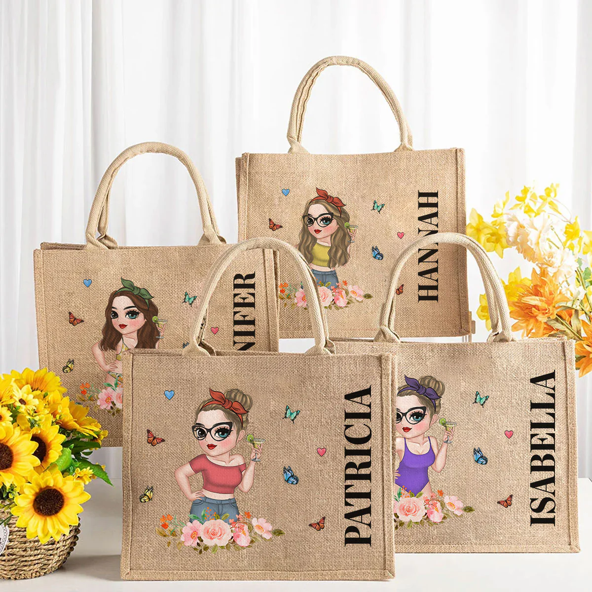 Lucky Girl - Personalized Custom Jute Tote Bag - Image 6