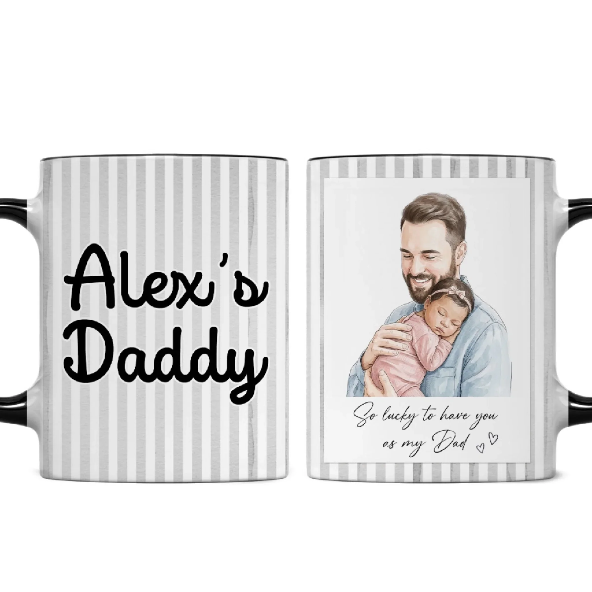 Lucky To Call You Dad - Personalized Custom Accent Mug - Image 2
