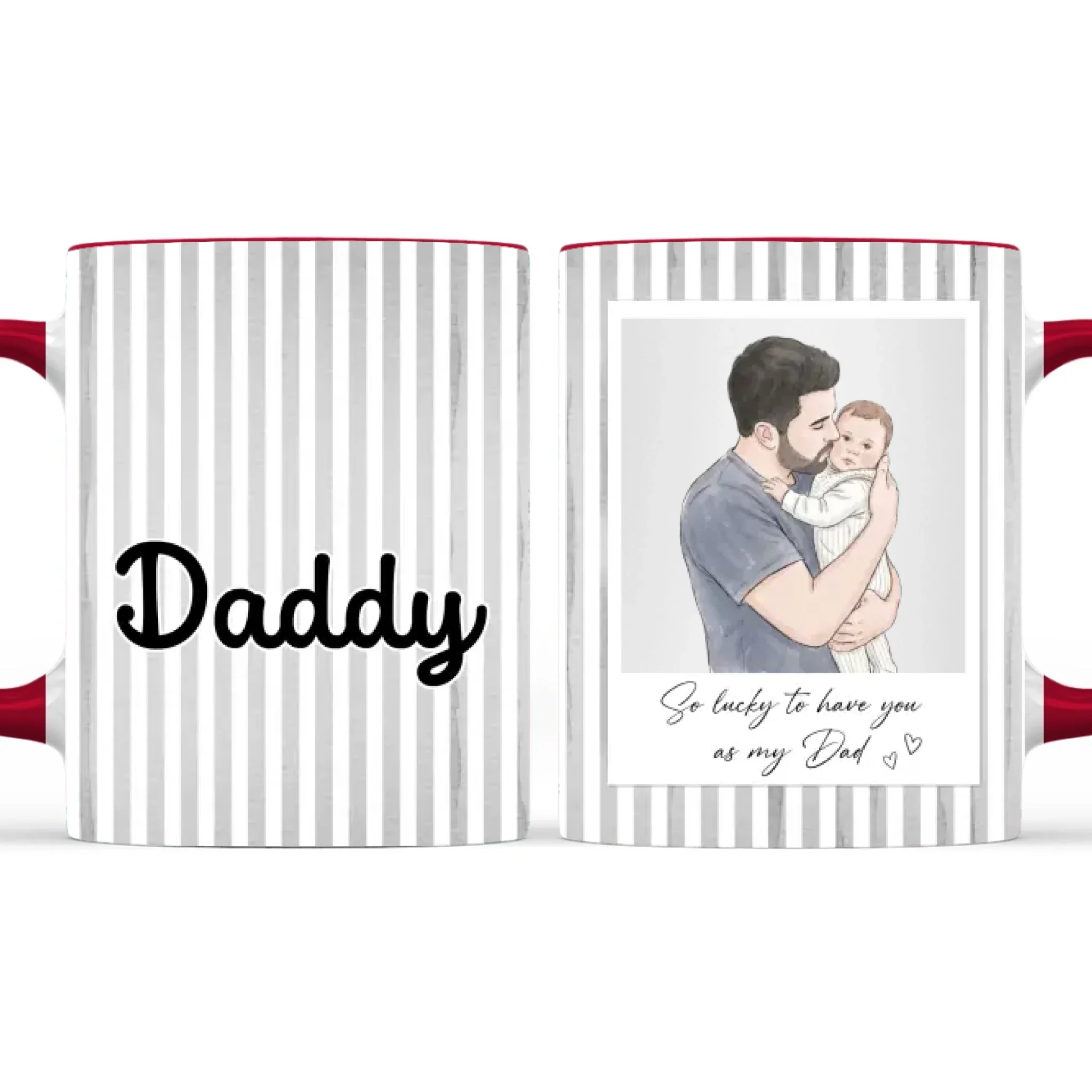 Lucky To Call You Dad - Personalized Custom Accent Mug - Image 6