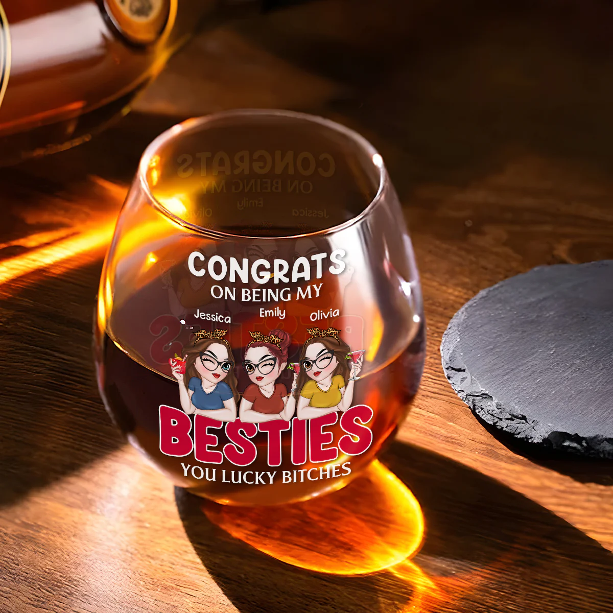 Lucky To Have A Friend Like You - Personalized Custom Wine Glass - Image 3