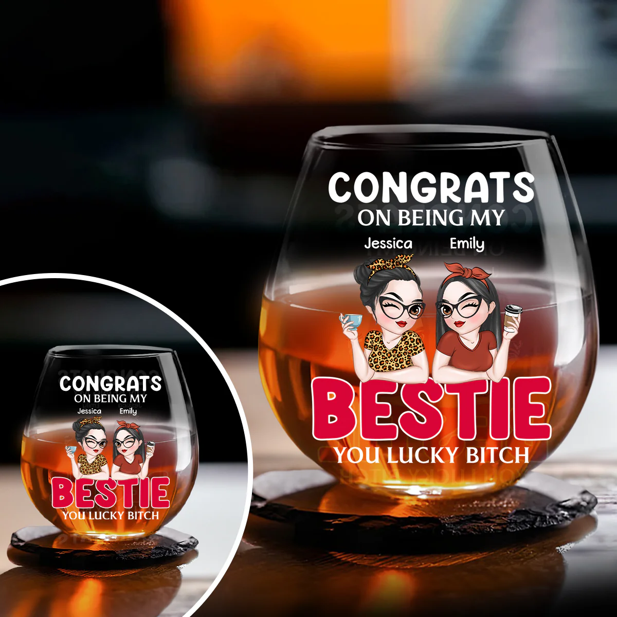 Lucky To Have A Friend Like You - Personalized Custom Wine Glass - Image 4