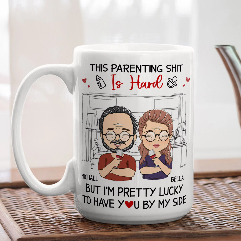 Lucky To Have You By My Side - Personalized Custom Coffee Mug - Image 2