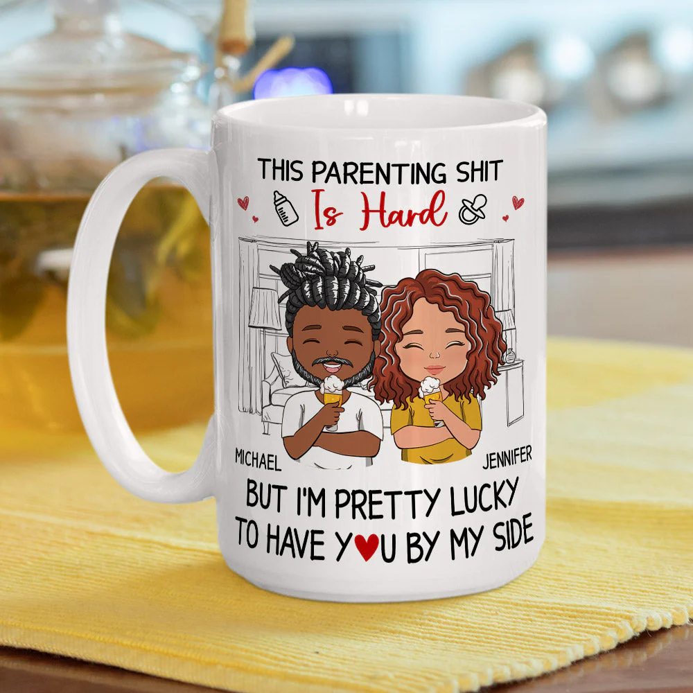 Lucky To Have You By My Side - Personalized Custom Coffee Mug - Image 4