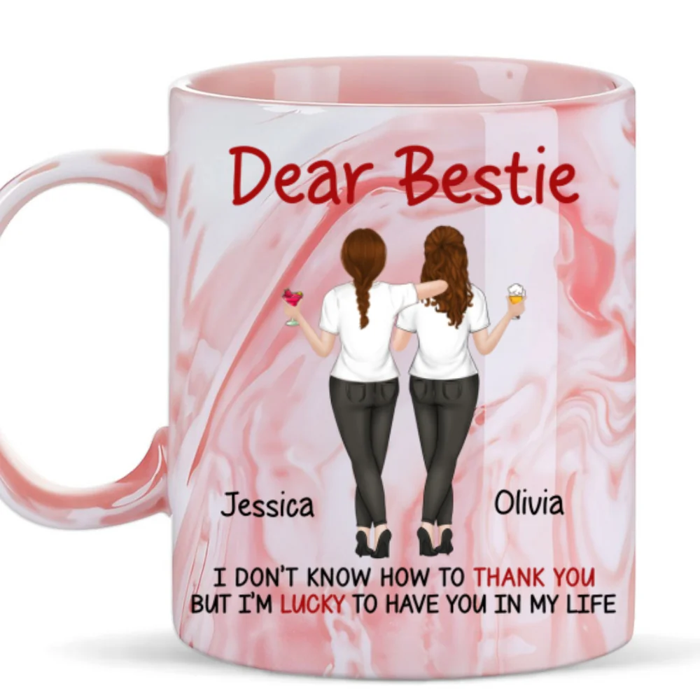 Lucky To Have You - Personalized Custom Pink Marble Mug - Image 6