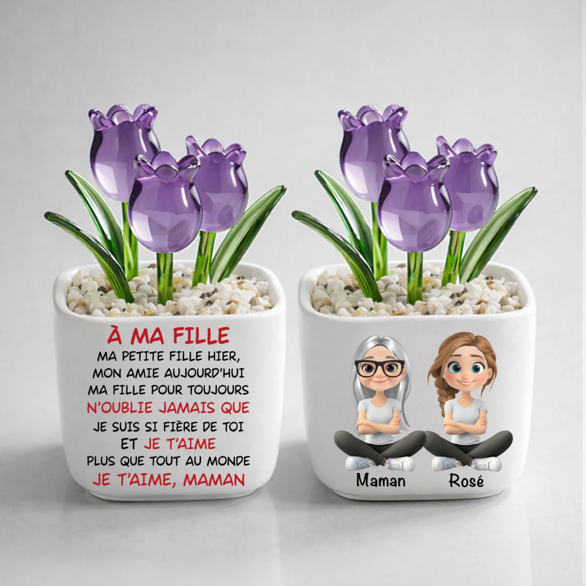 Ma Fille Pour Toujours - Verre Personnalisé Avec Tulipes Éternelles - Image 11