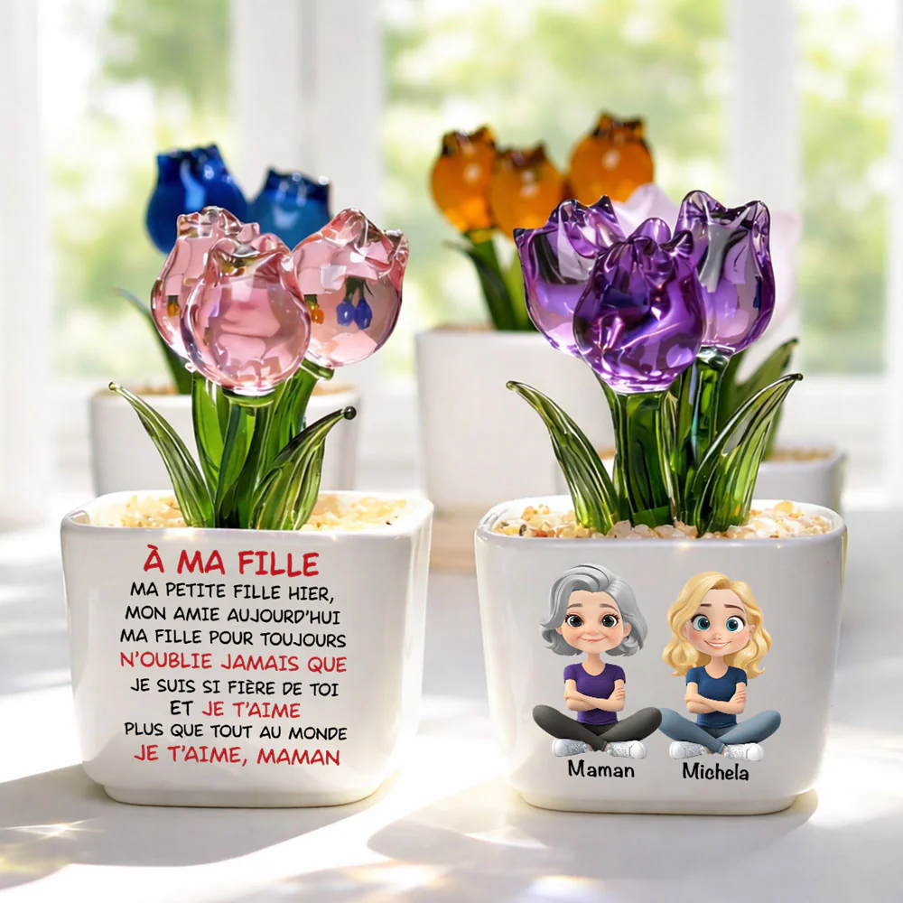 Ma Fille Pour Toujours - Verre Personnalisé Avec Tulipes Éternelles - Image 3