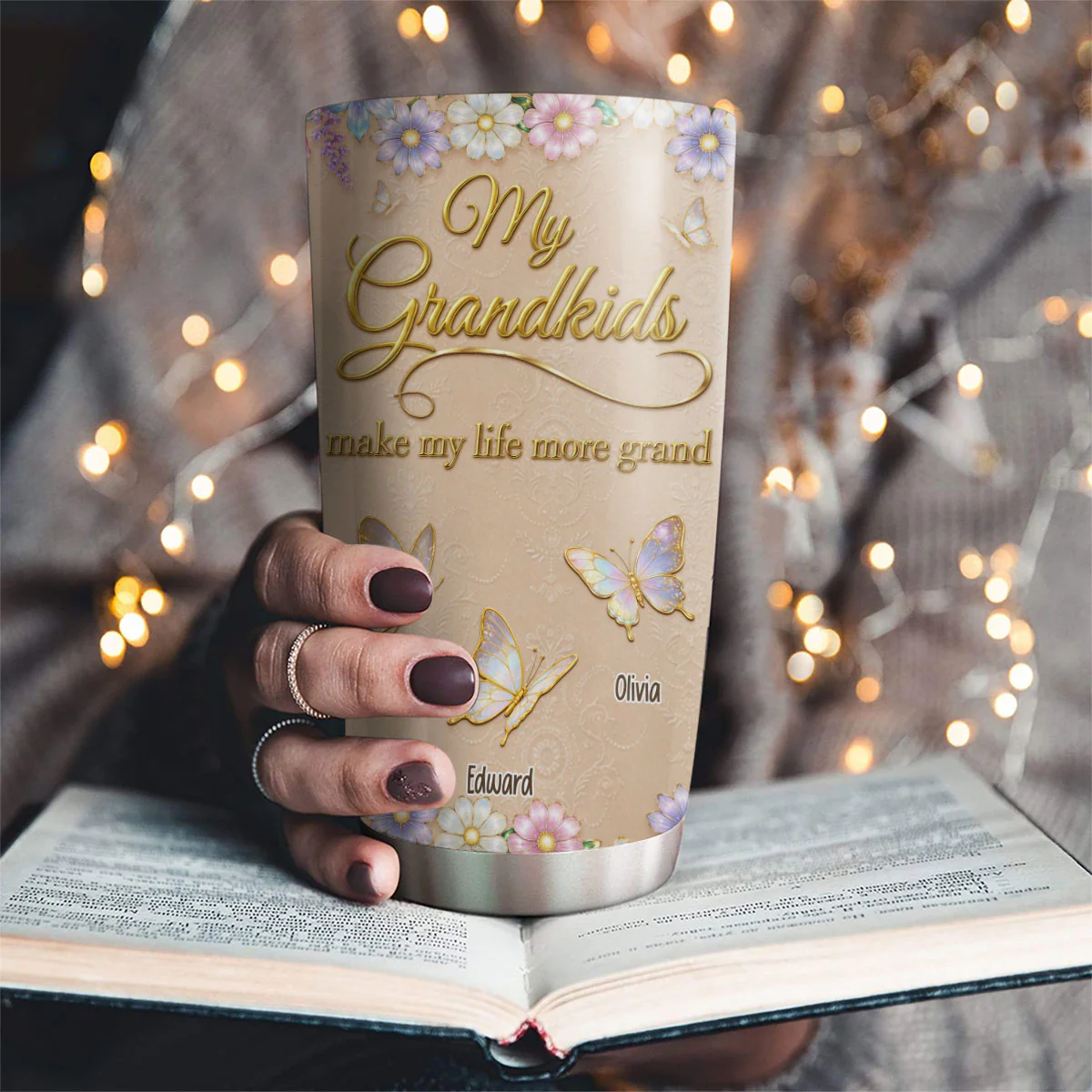 Made Of Love For Grandma - Personalized Custom 3D Effect Tumbler - Image 4