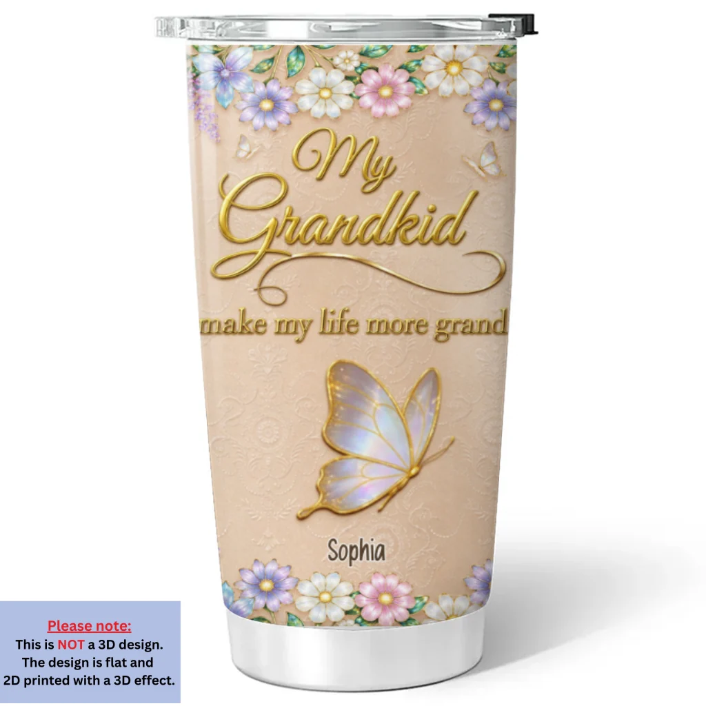 Made Of Love For Grandma - Personalized Custom 3D Effect Tumbler - Image 7