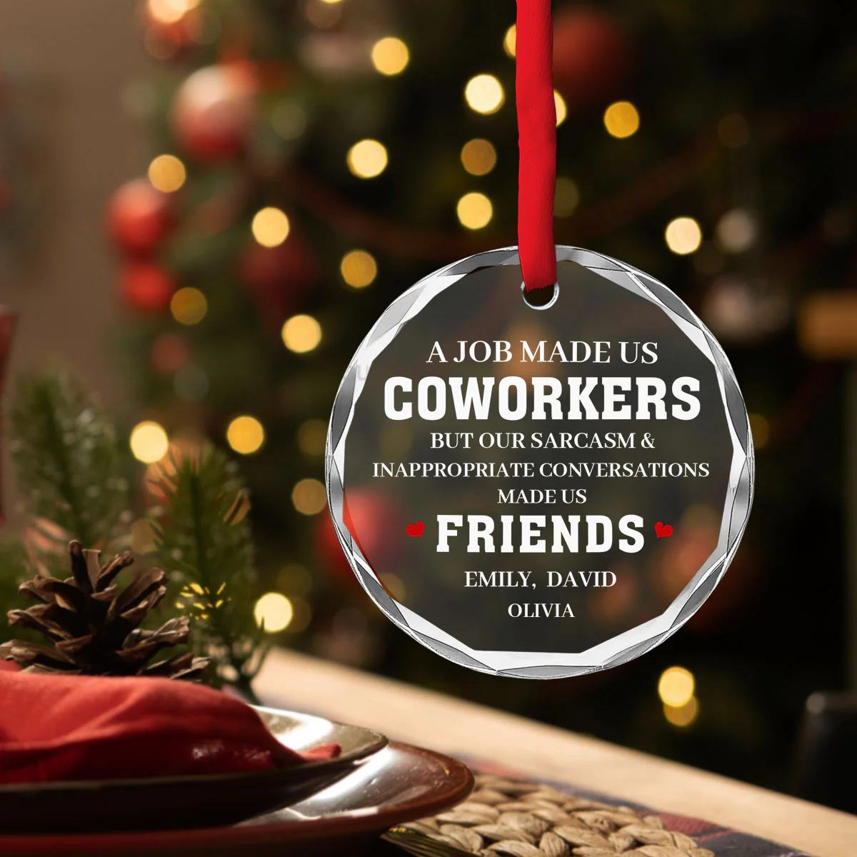 Made Us Friends - Personalized Custom Glass Ornament - Image 3