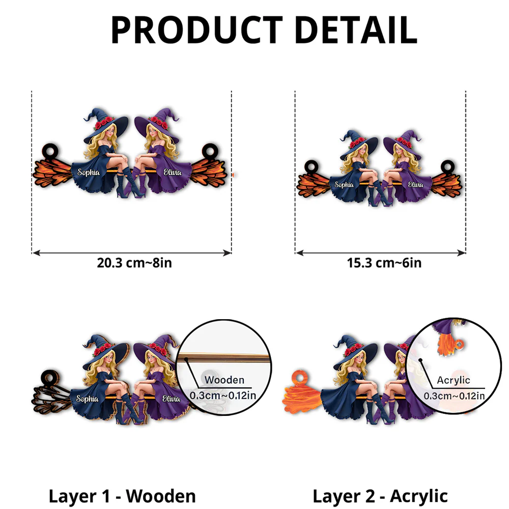 Magical Witchy Bestie - Personalized Custom Suncatcher - Image 4