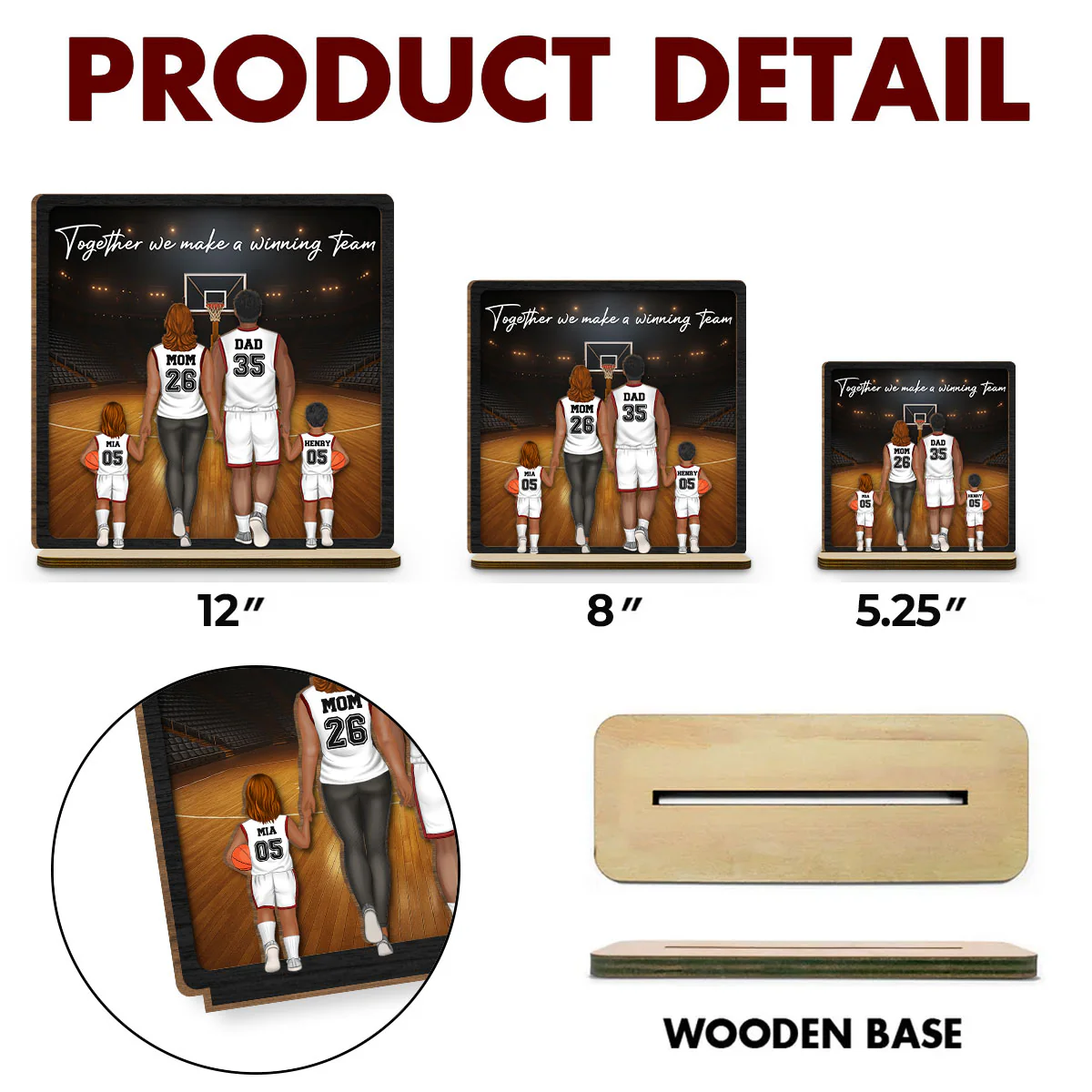 Make A Winning Team - Personalized Custom 2-Layer Wood Plaque With Flat Base  - Image 6