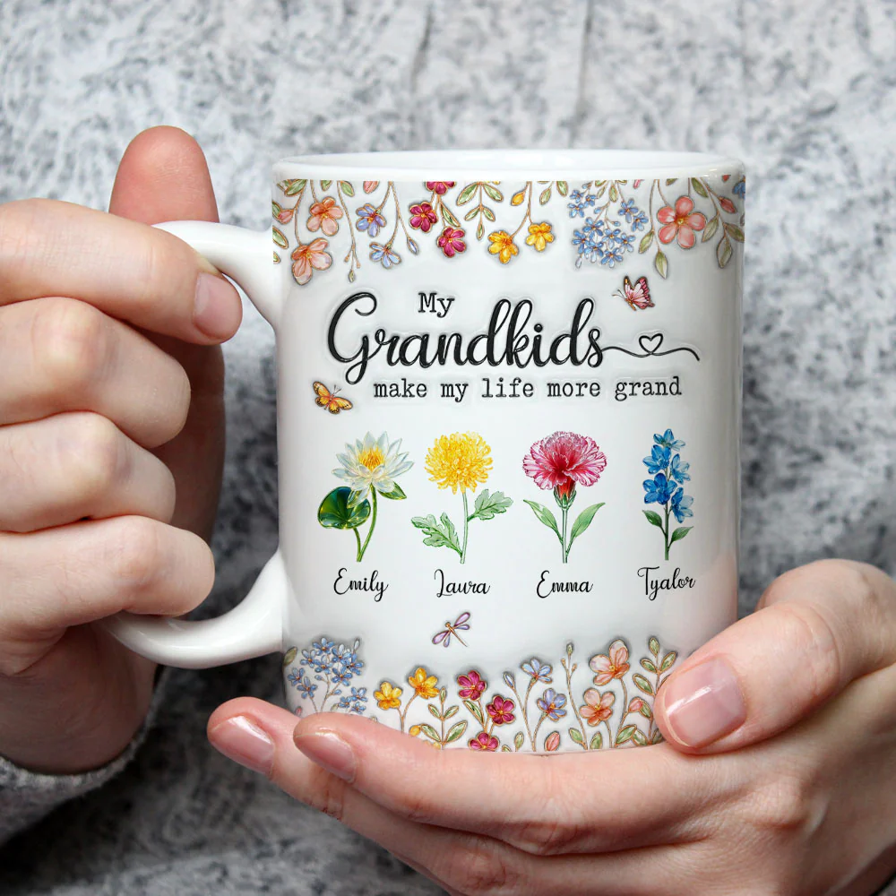 Make Life More Grand With Lovely Kids - Personalized Custom 3D Inflated Effect Mug - Image 3