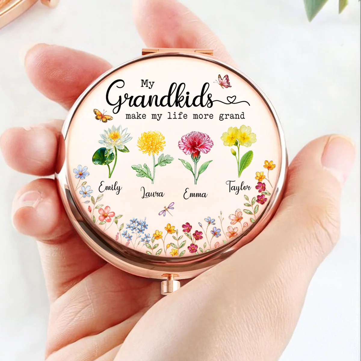 Make Life More Grand With Lovely Kids - Personalized Custom Compact Mirror - Image 3