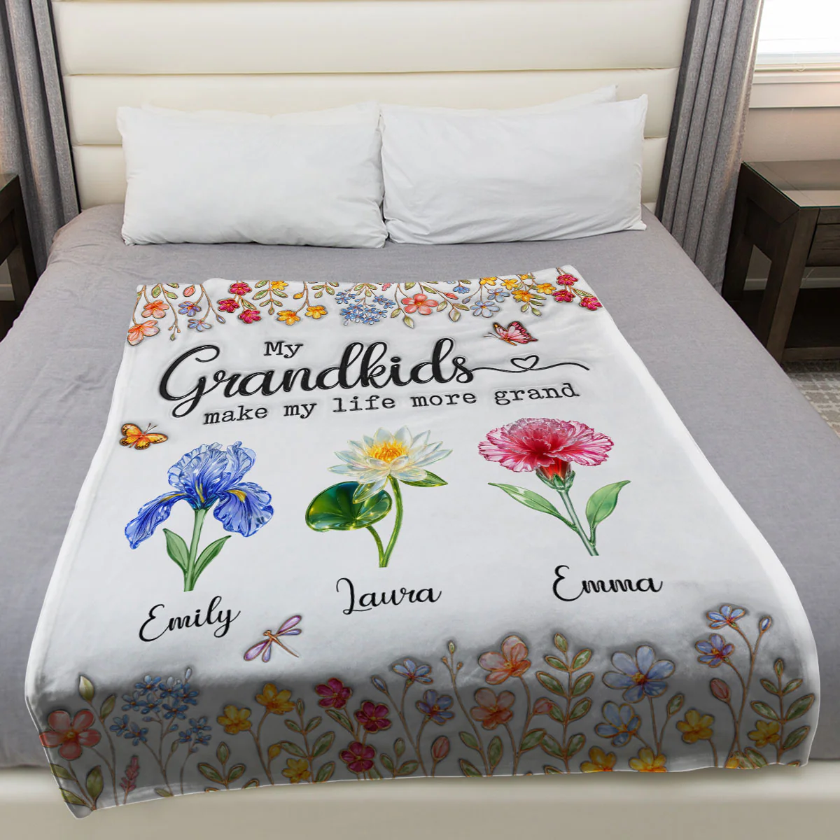 Make Life More Grand With Lovely Kids - Personalized Custom Fleece Blanket - Image 3