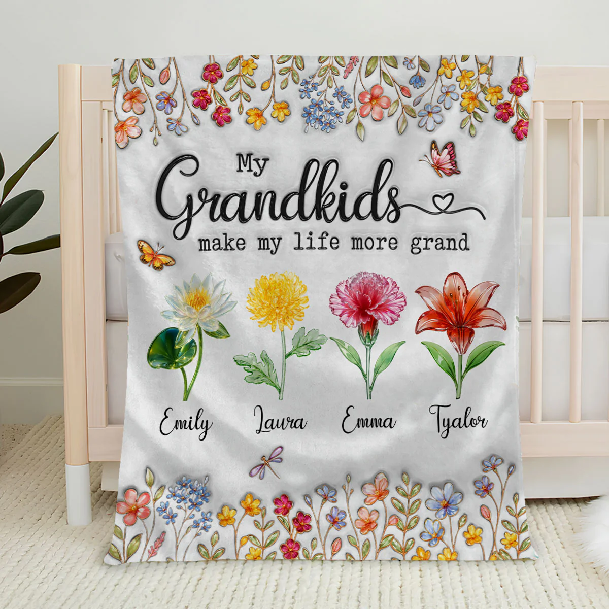 Make Life More Grand With Lovely Kids - Personalized Custom Fleece Blanket - Image 5