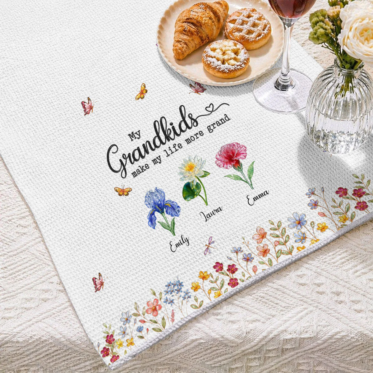 Make Life More Grand With Lovely Kids - Personalized Custom Kitchen Towel - Image 3