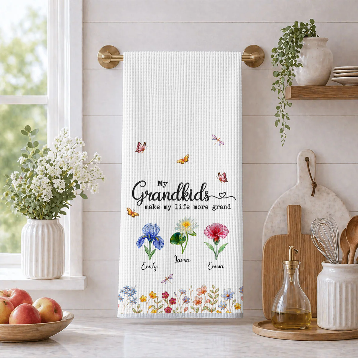 Make Life More Grand With Lovely Kids - Personalized Custom Kitchen Towel - Image 4