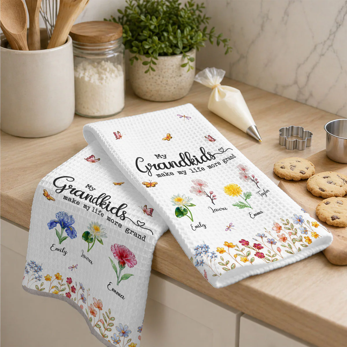 Make Life More Grand With Lovely Kids - Personalized Custom Kitchen Towel - Image 5