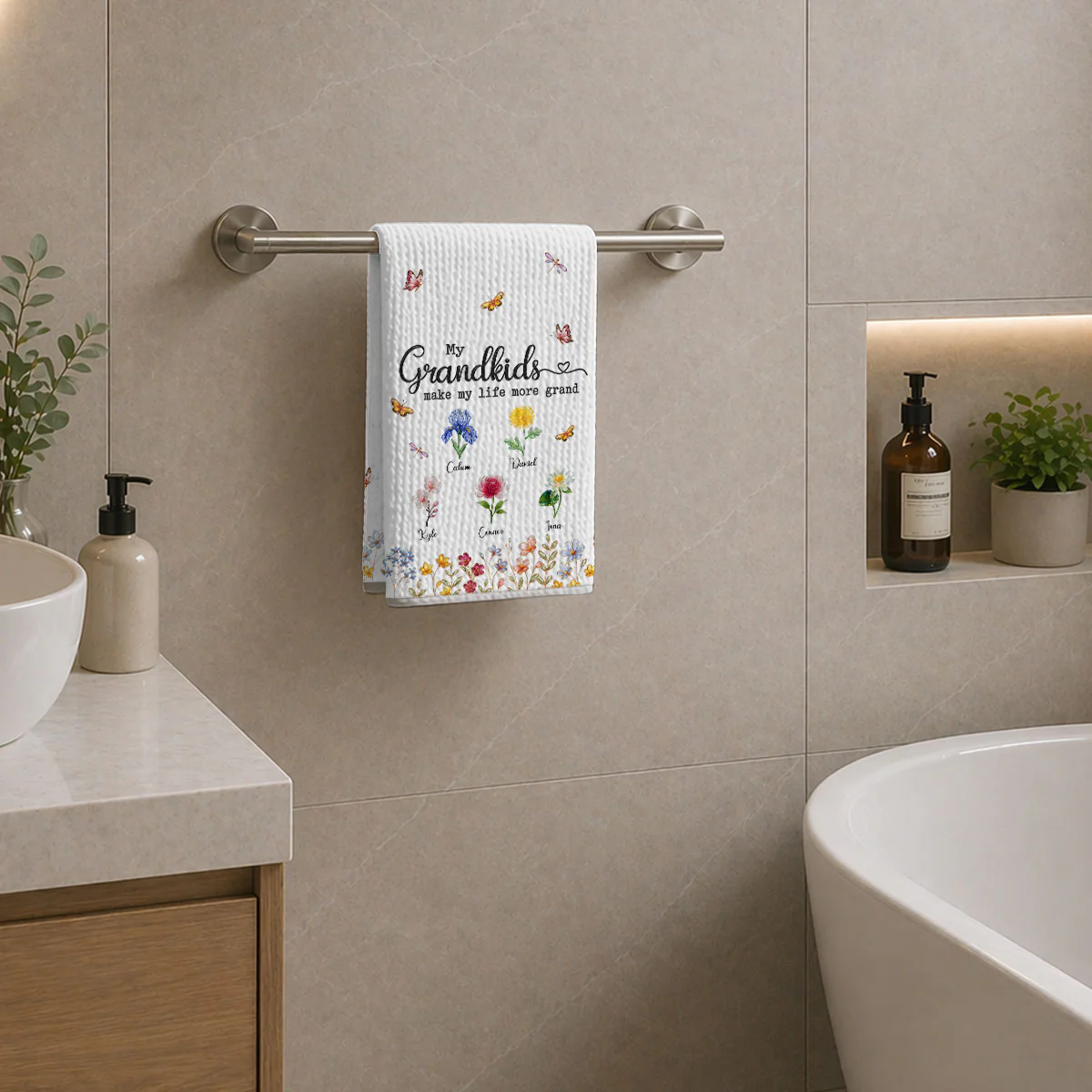 Make Life More Grand With Lovely Kids - Personalized Custom Kitchen Towel - Image 6