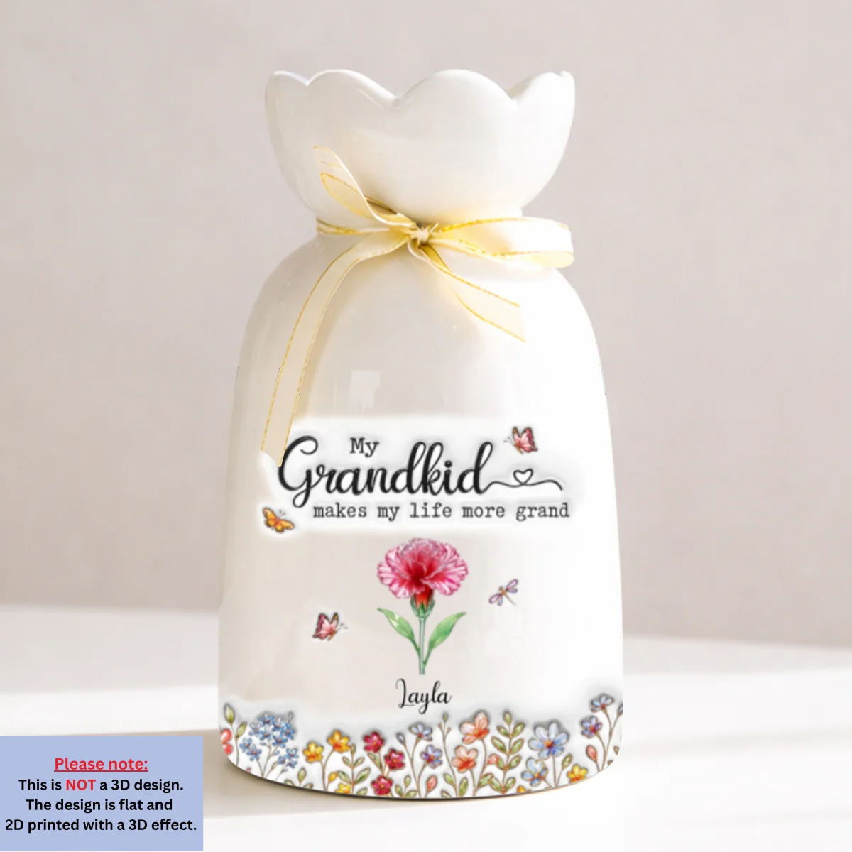 Make Life More Grand With Lovely Kids - Personalized Custom Ribbon Tie Flower Vase - Image 7