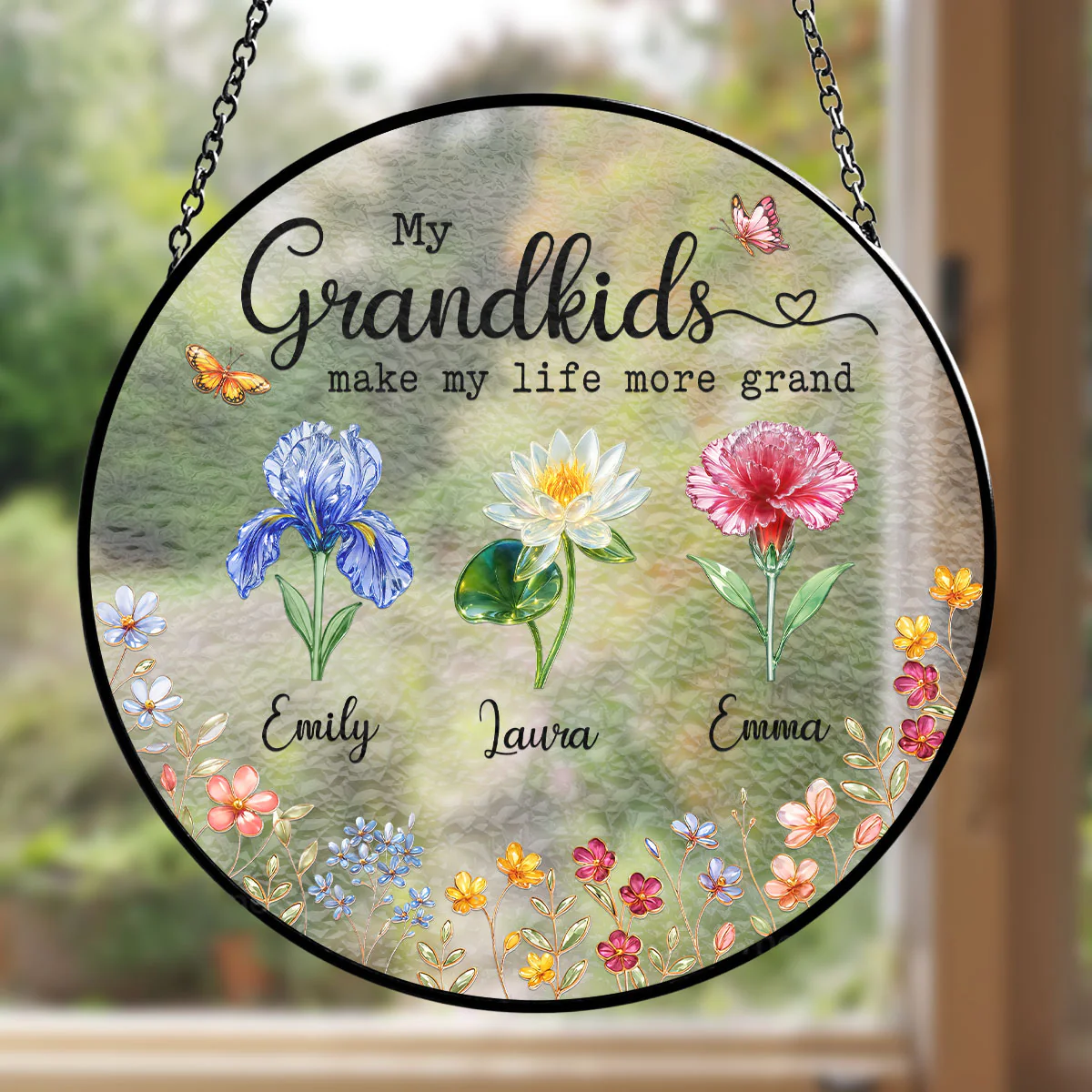 Make Life More Grand With Lovely Kids - Personalized Custom Window Hanging Suncatcher