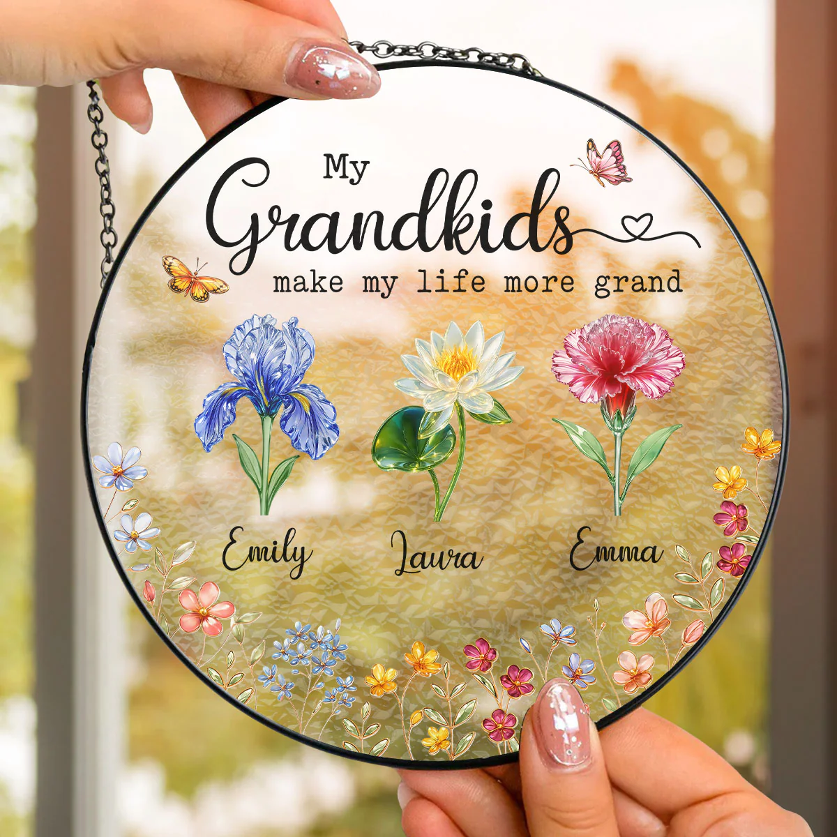 Make Life More Grand With Lovely Kids - Personalized Custom Window Hanging Suncatcher - Image 4