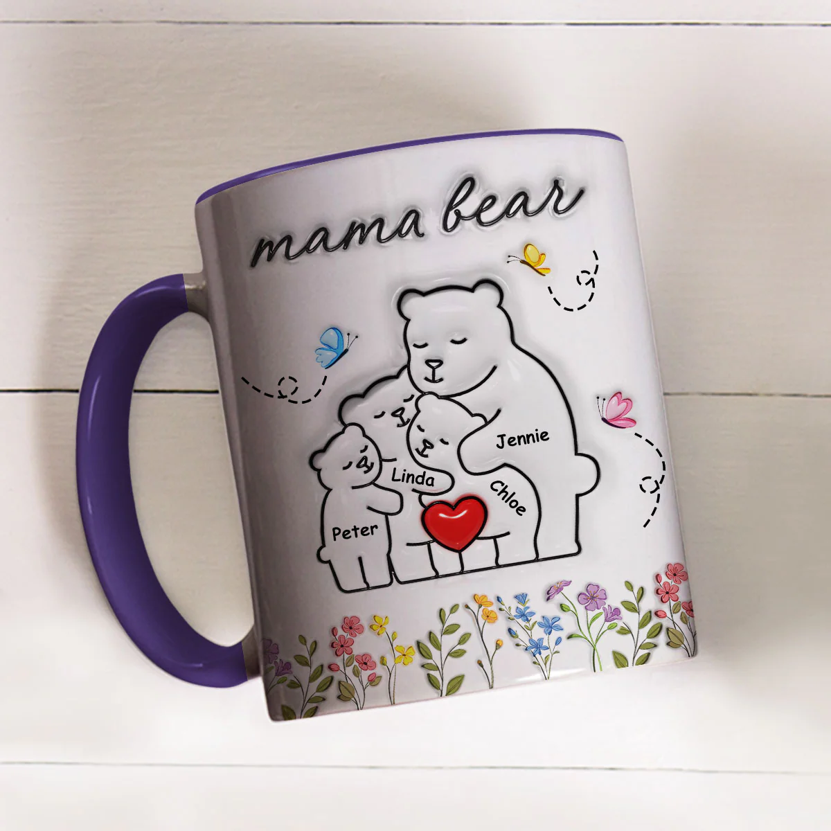 Mama Bear New Style - Personalized Custom 3D Inflated Effect Accent Mug - Image 3
