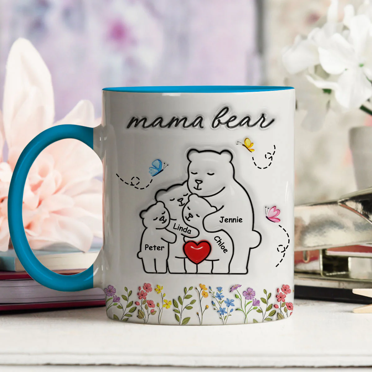Mama Bear New Style - Personalized Custom 3D Inflated Effect Accent Mug - Image 4