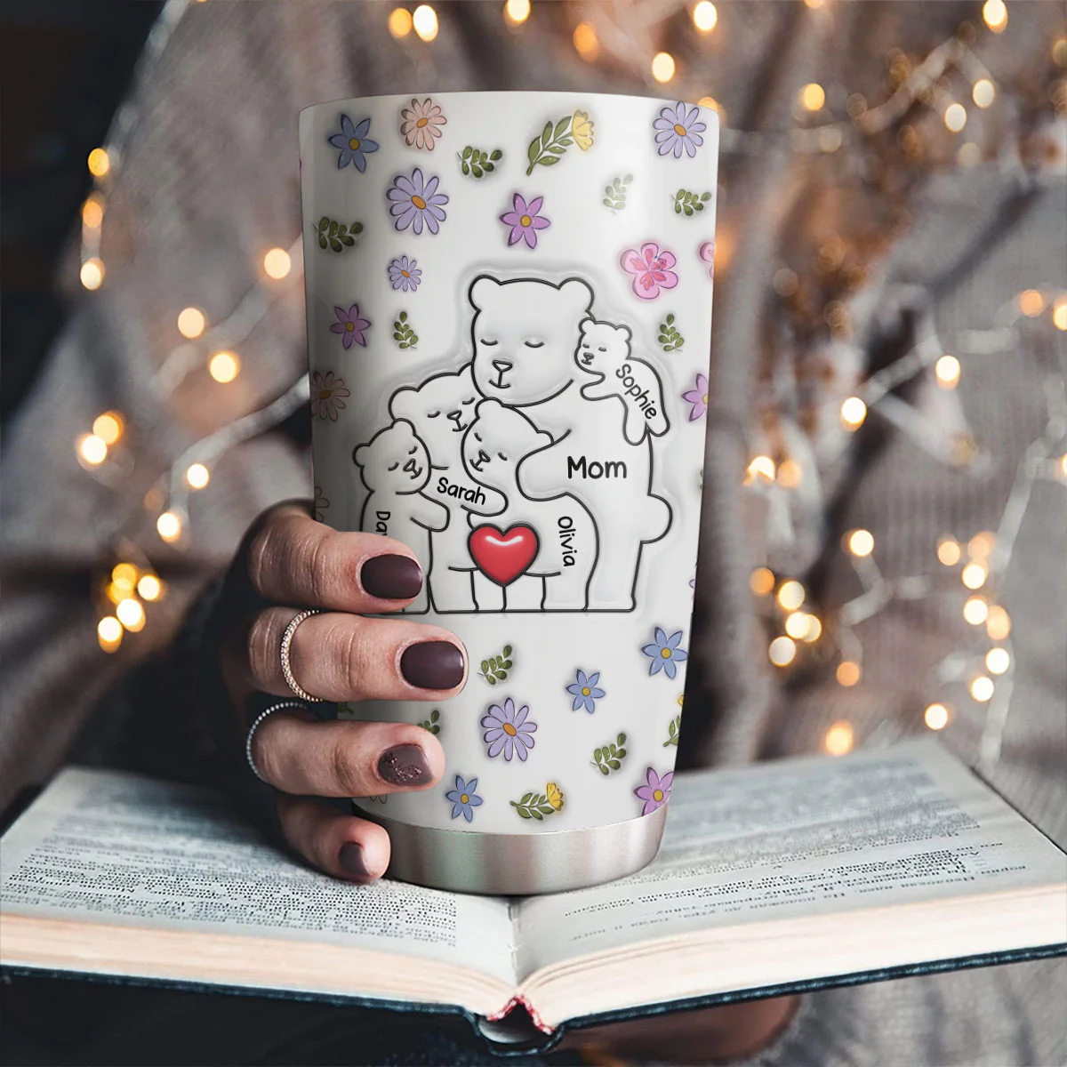 Mama Bear - Personalized Custom 3D Inflated Effect Tumbler - Image 2