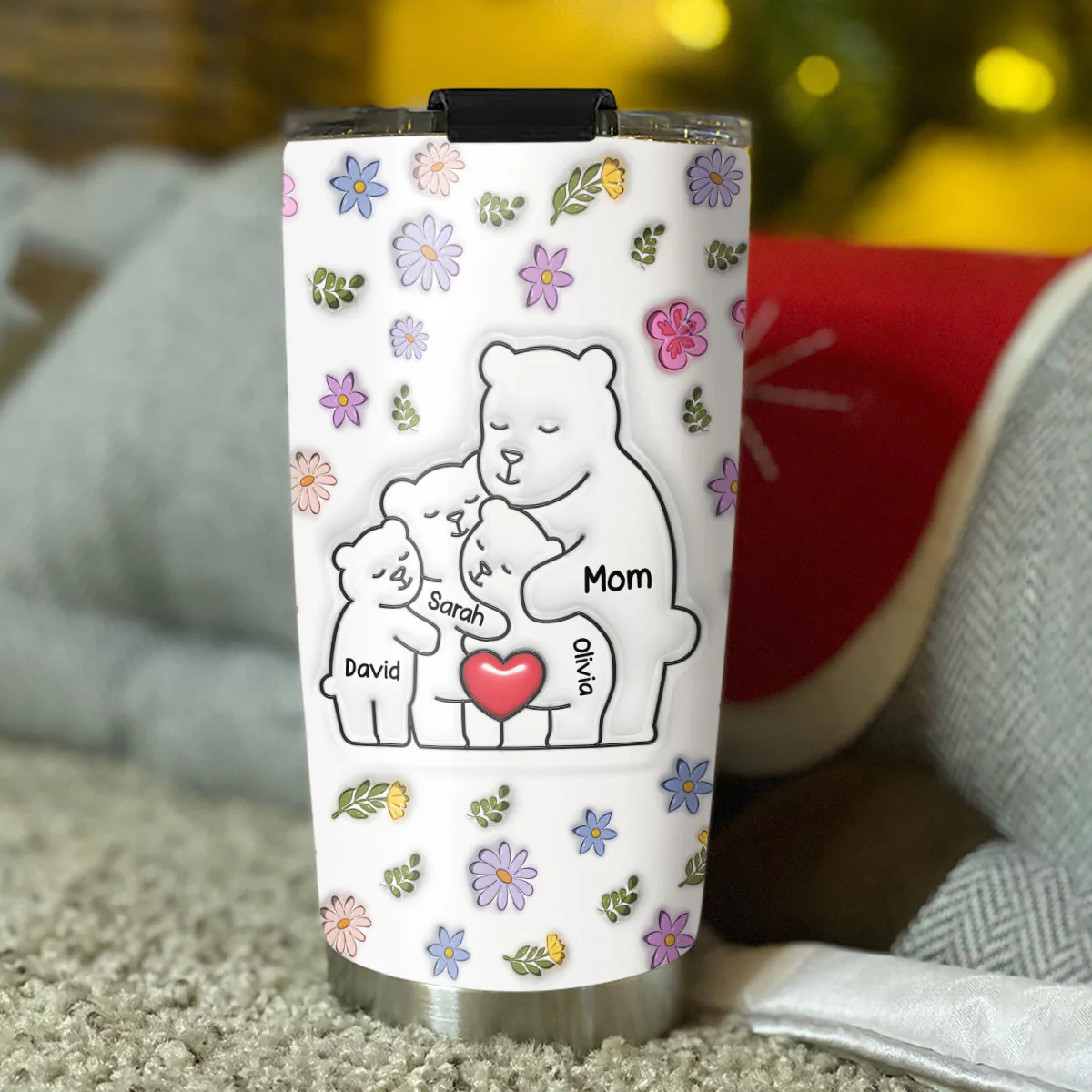 Mama Bear - Personalized Custom 3D Inflated Effect Tumbler - Image 4