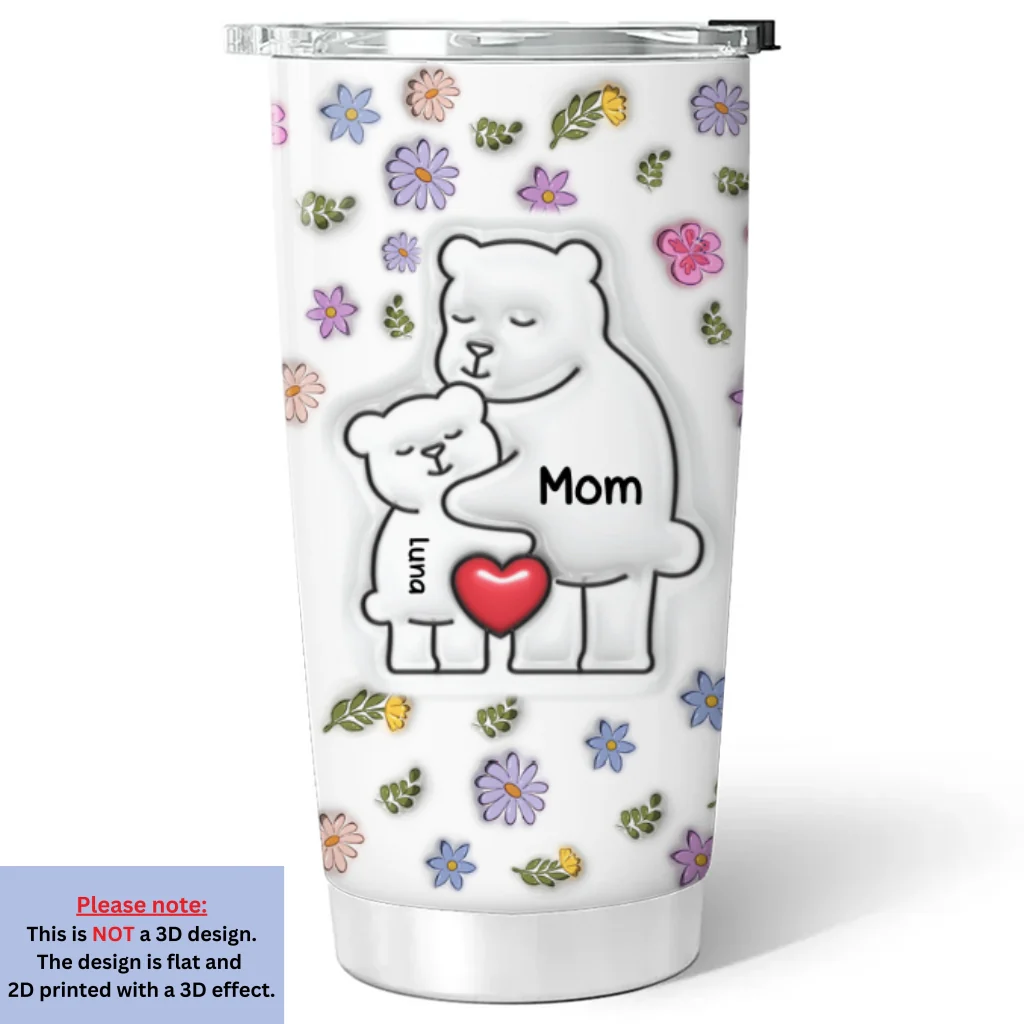 Mama Bear - Personalized Custom 3D Inflated Effect Tumbler - Image 6