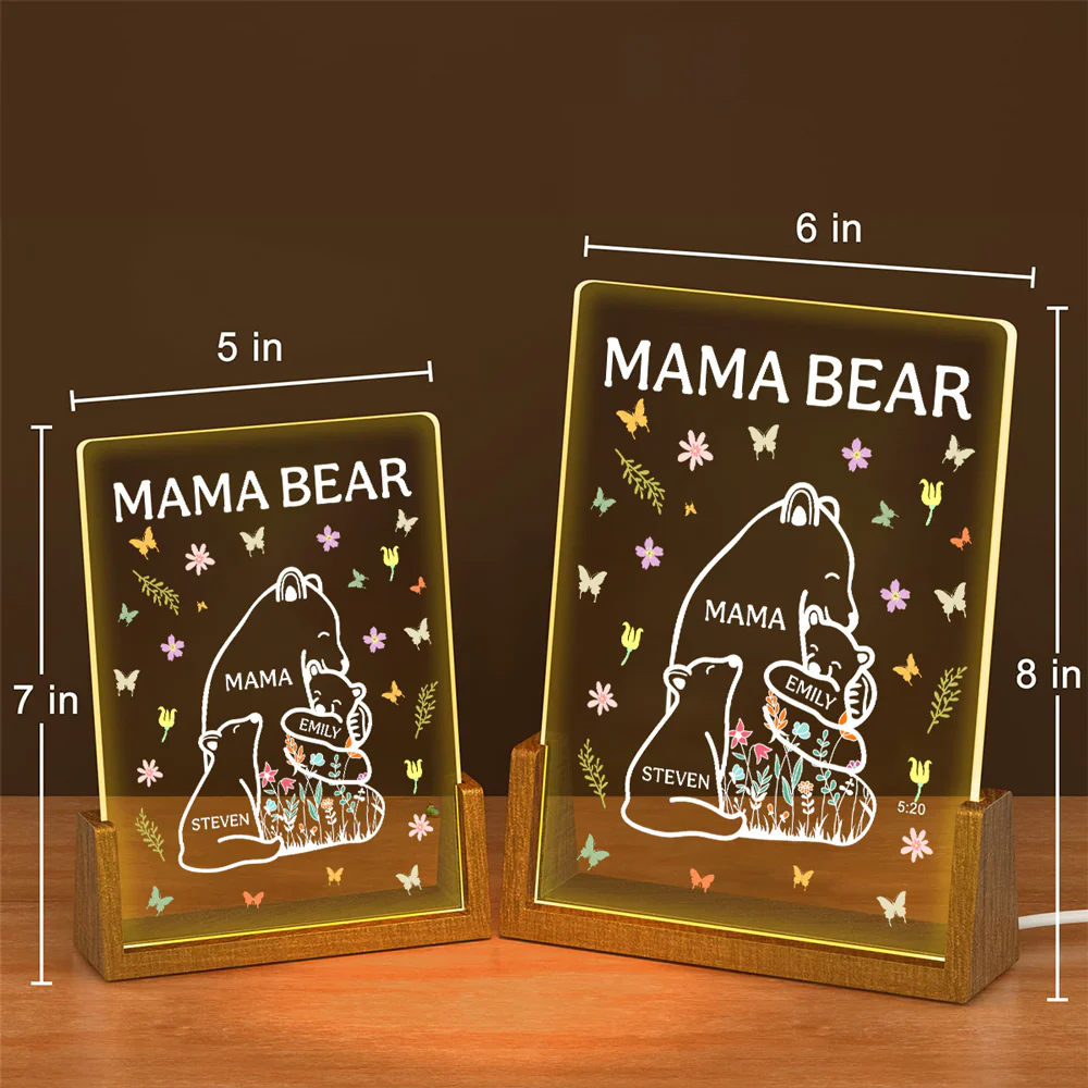 Mama Bear - Personalized Custom Plaque With Walnut Base - Image 6