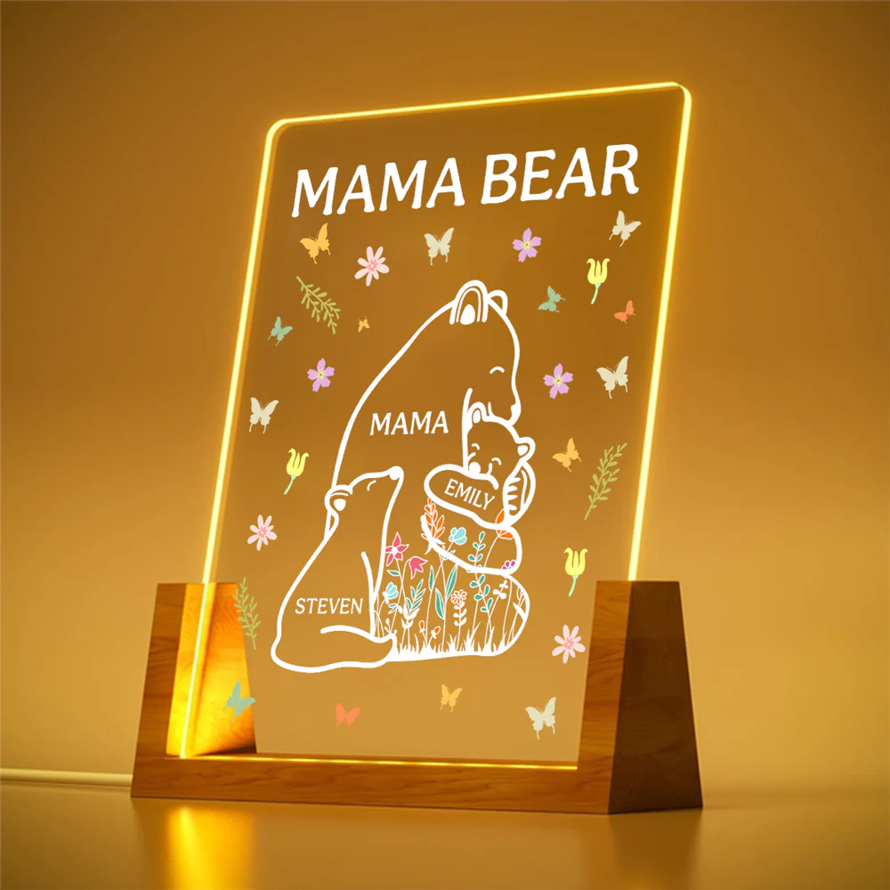 Mama Bear - Personalized Custom Plaque With Walnut Base - Image 7