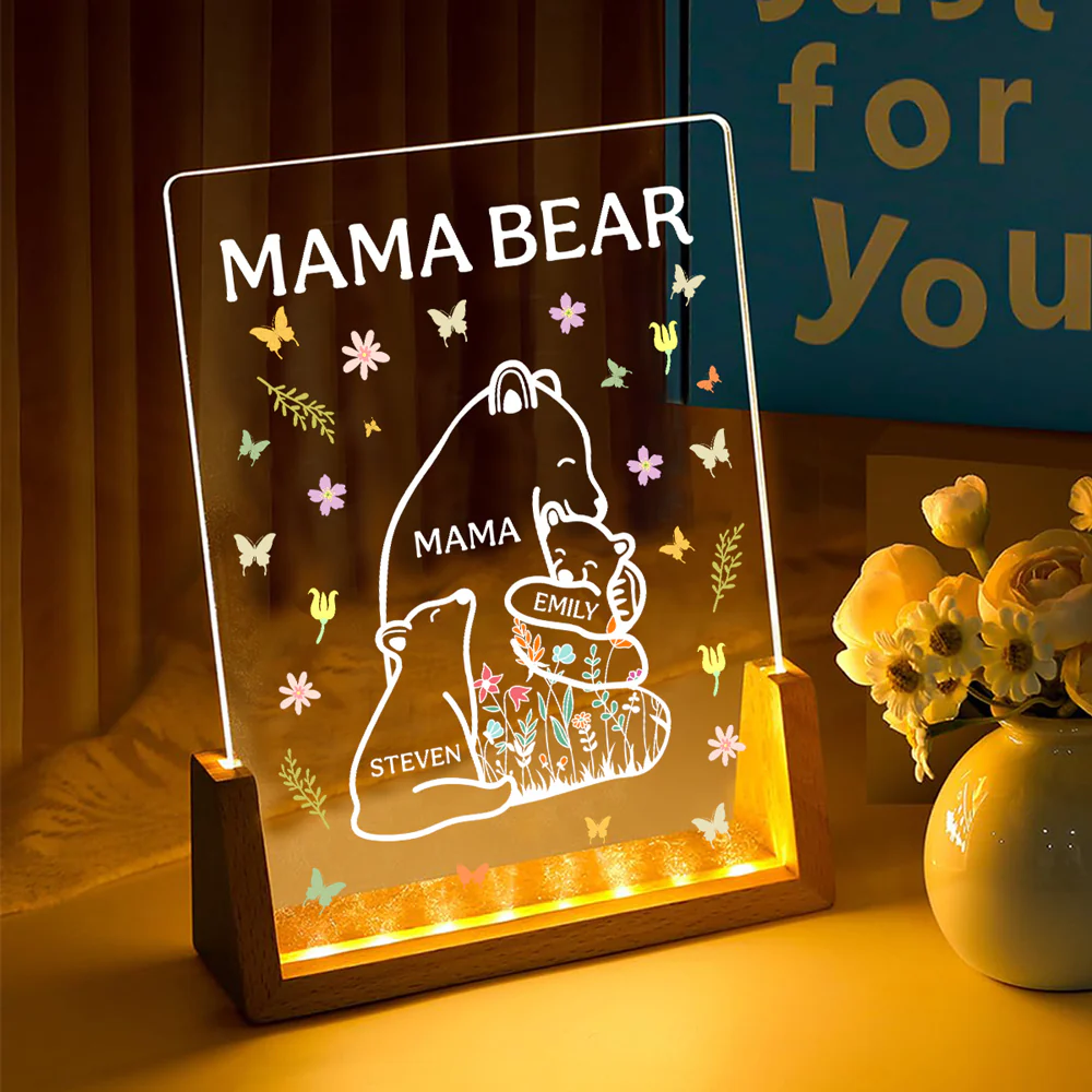 Mama Bear - Personalized Custom Plaque With Walnut Base - Image 8