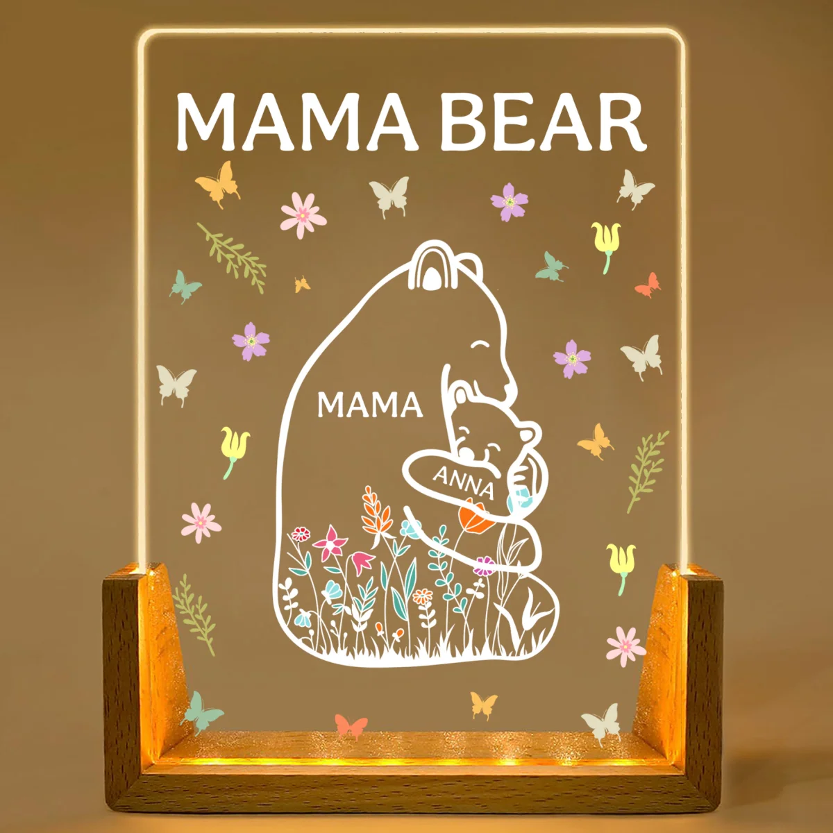 Mama Bear - Personalized Custom Plaque With Walnut Base - Image 9