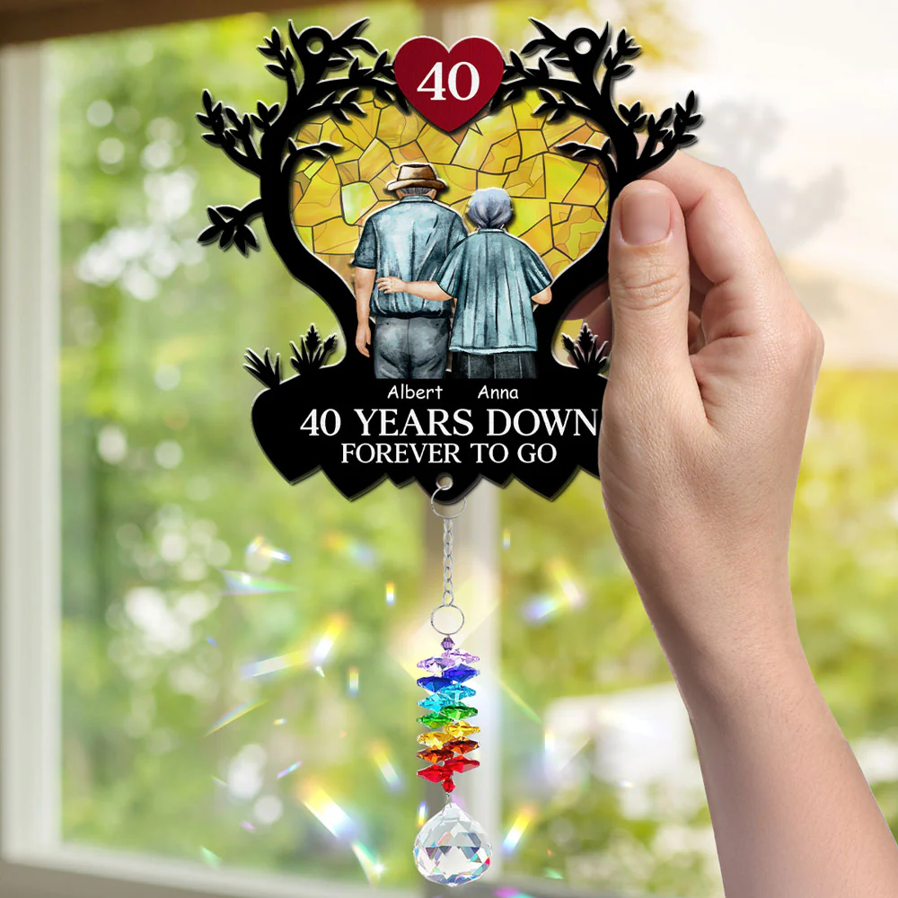 Many Years Down Forever To Go - Personalized Custom Suncatcher With Crystal Rainbow Charm - Image 4