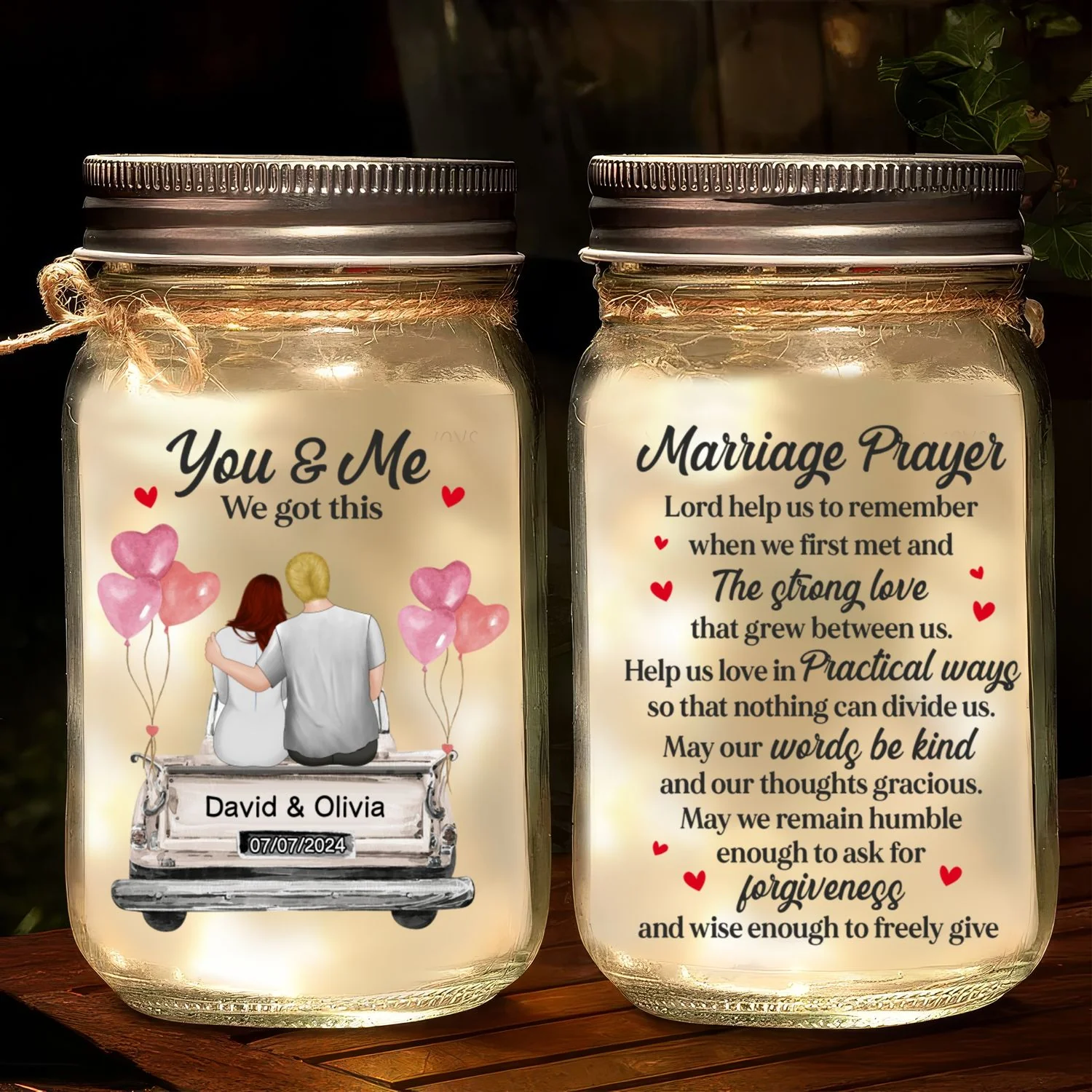 Marriage Prayer - Personalized Mason Jar Light - Image 6