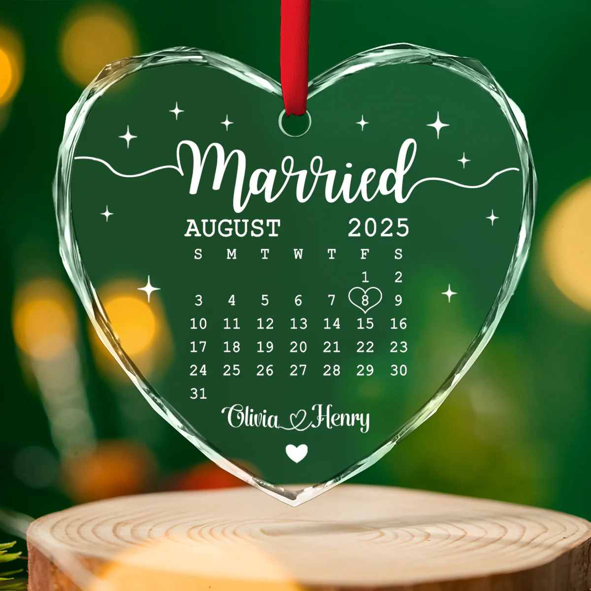 Married - Personalized Custom Glass Ornament - Image 4