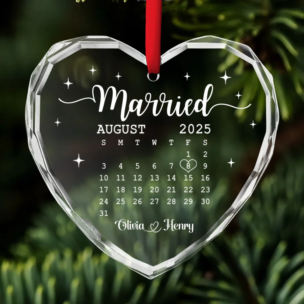 Married - Personalized Custom Glass Ornament - Image 6