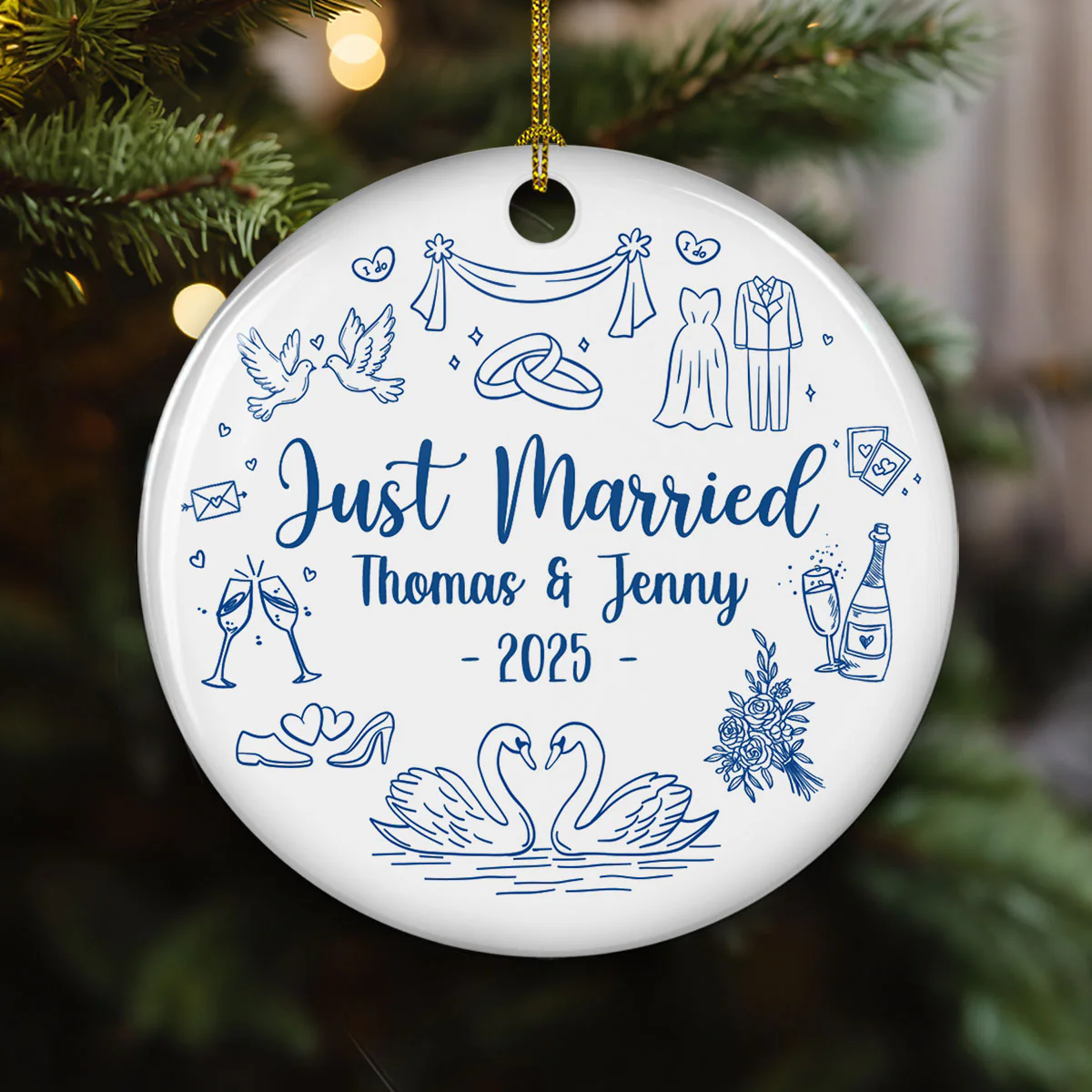 Marry You - Personalized Custom Ceramic Ornament - Image 3
