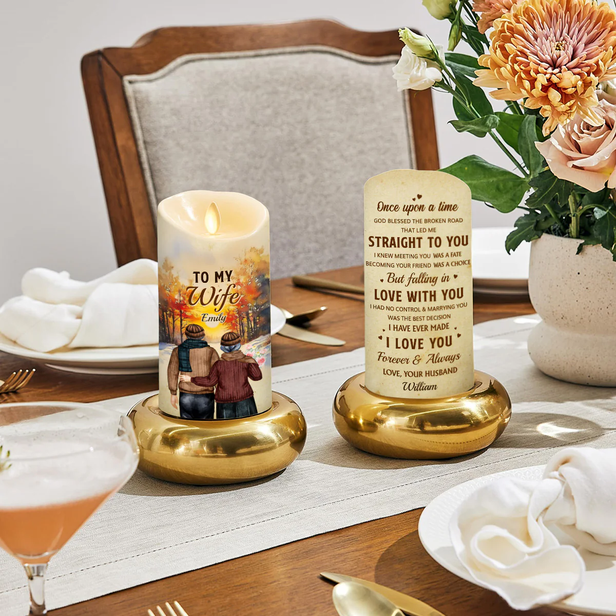 Marrying You Was The Best Decision - Personalized Custom LED Candle - Image 4
