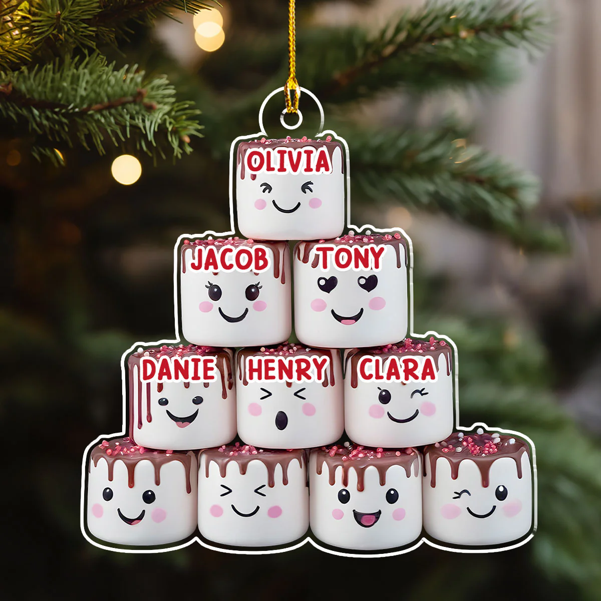 Marshmallow Family - Personalized Custom Acrylic Ornament - Image 3