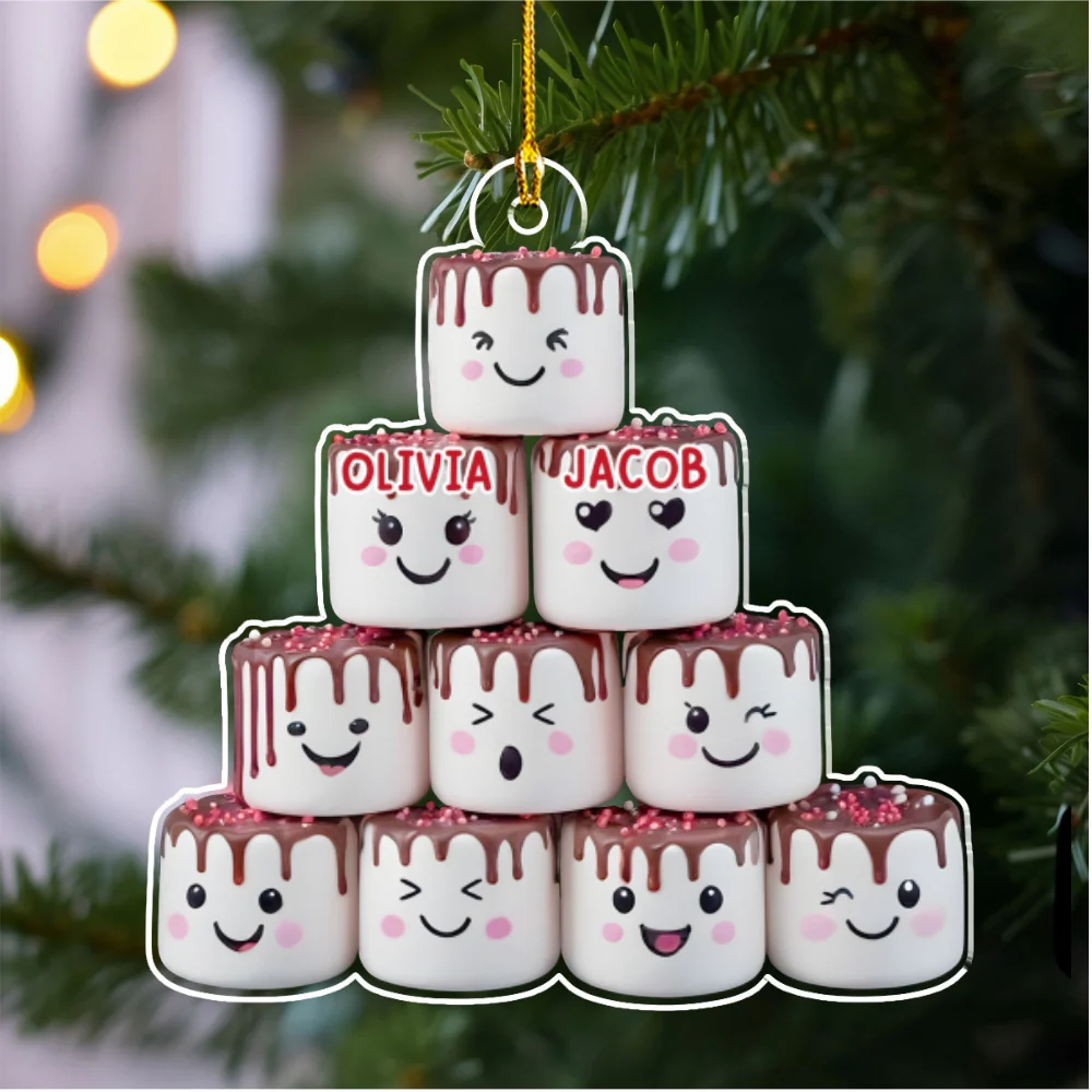 Marshmallow Family - Personalized Custom Acrylic Ornament - Image 5