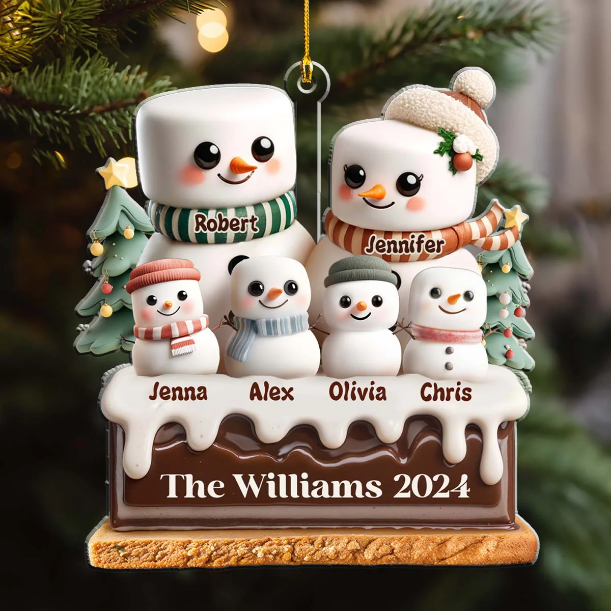 Marshmallow Lovely Family - Personalized Custom Acrylic Ornament - Image 4