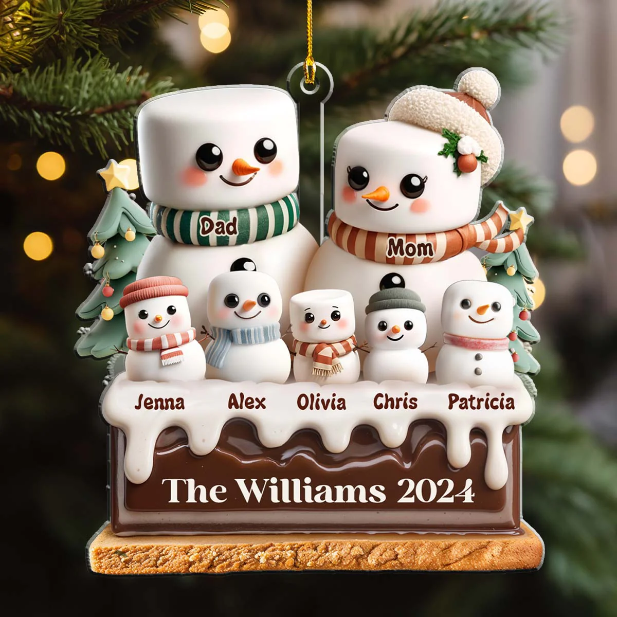 Marshmallow Lovely Family - Personalized Custom Acrylic Ornament - Image 5